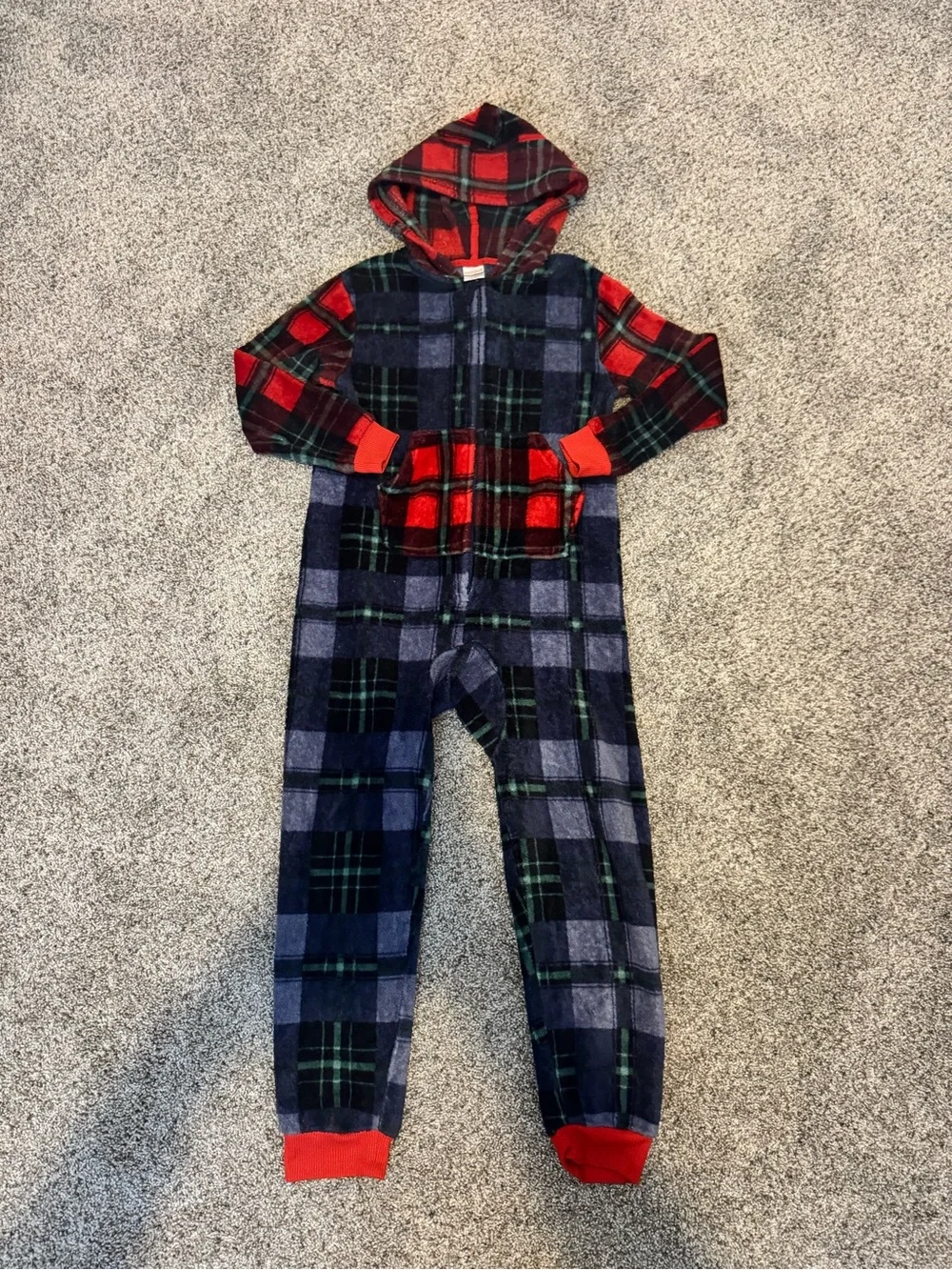 Plaid Hooded Kids Onesie size 8